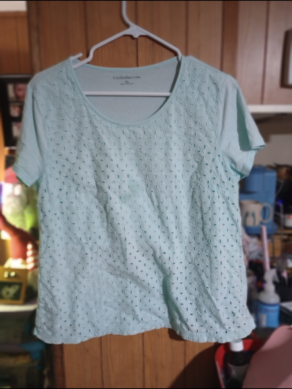croft & barrow Mint Eyelet Short Sleeve Tee